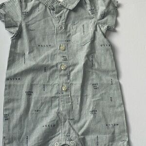 Carter's Blue and White Striped Baby Romper 6 Months